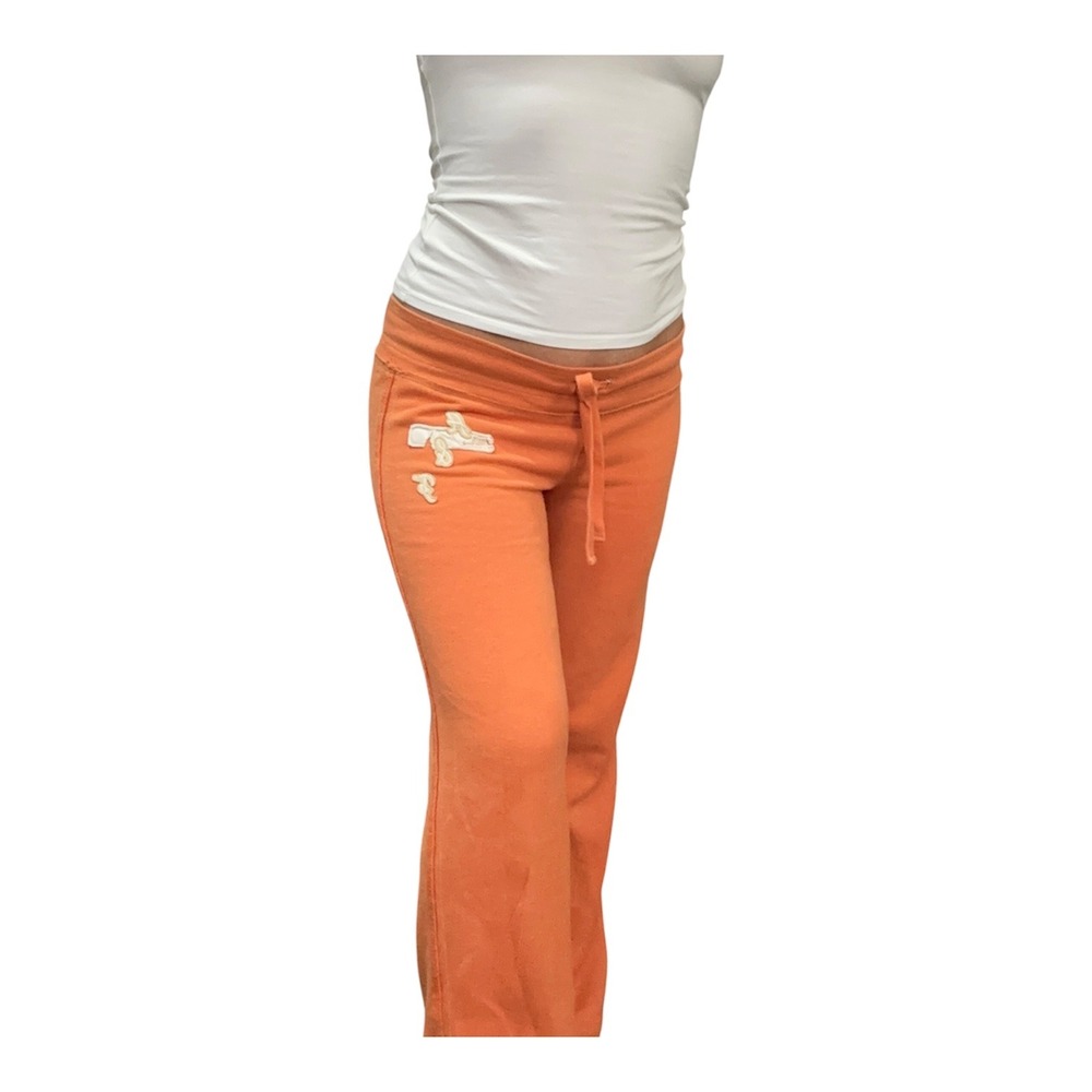 Y2k Abercrombie & Fitch Sweatpants Women's Small Orange A&F Logo Low Rise